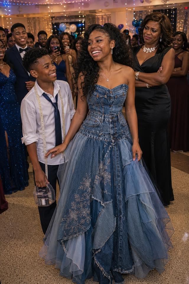 My Stepmom Refused to Give Me Money for a Prom Dress – My Brother Sewed One from Our Late Mom’s Jeans Collection, and What Happened Next Made Her Jaw Drop