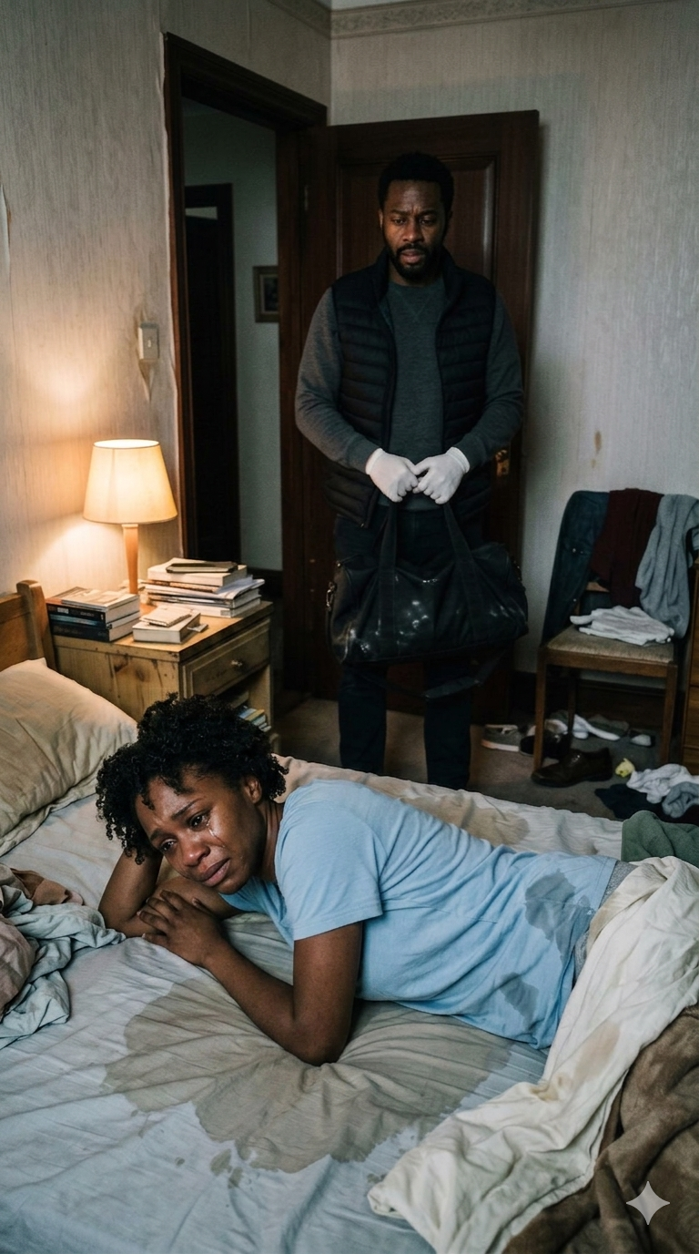 The night I came home early from a business trip and found my pregnant wife lying in the dark, her silk nightgown on backward and the floor marked with a damp towel and dark stains, something icy passed through my chest before I even understood what I was looking at.