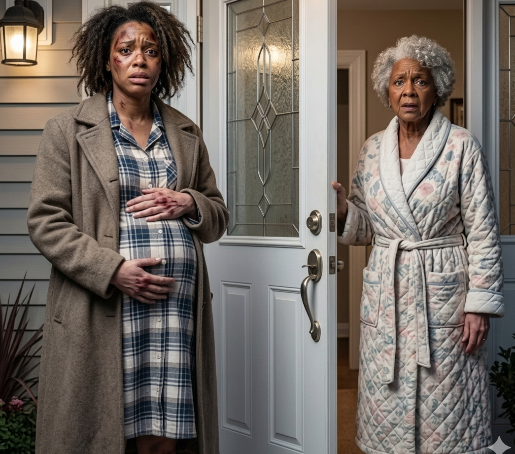 At 5 AM, my nine-months-pregnant daughter appeared at my door, her face covered in bruises. “Leo beat me,” she sobbed. Moments later, my son-in-law called, growling, “You don’t know who you’re dealing with.” What he didn’t know was that this “old mother” used to be a police investigator who’d spent twenty years putting men like him behind bars.