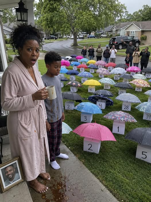 My Son Gave His Umbrella to a Pregnant Stranger in the Rain – The Next Morning, 47 Umbrellas Appeared on Our Lawn, Each With a Numbered Box That Made My Heart Stop
