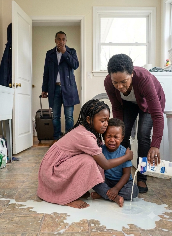 “Please give us something to eat,” my daughter begged. Seconds later, I watched my wife smile and pour an entire bottle of milk onto the floor while my children stared in silence. I was already horrified by what I found behind that locked door—until a letter from my late wife led me to a hidden piece of evidence that raised disturbing questions about her final days…